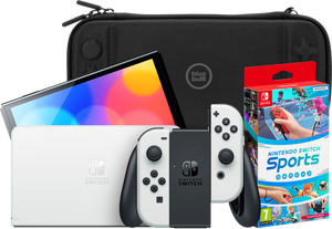 Nintendo Switch OLED Wit + Nintendo Switch Sports + BlueBuilt Beschermhoes