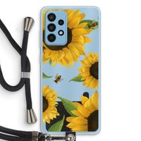 Sunflower and bees: Samsung Galaxy A52 Transparant Hoesje met koord Sunflower and bees: Samsung Galaxy A52 Transparant Hoesje met koord