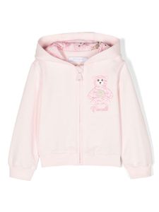 Roberto Cavalli Junior hoodie zippé à logo brodé - Rose