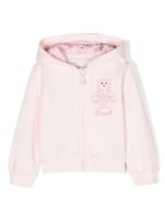 Roberto Cavalli Junior hoodie zippé à logo brodé - Rose - thumbnail