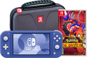 Nintendo Switch Lite Blauw + Pokémon Scarlet + Bigben Beschermtas