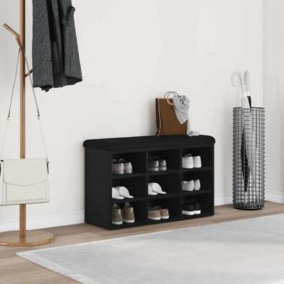 Schoenenbank met opslag Zwart 80 x 30 x 48 cm Bewerkt hout