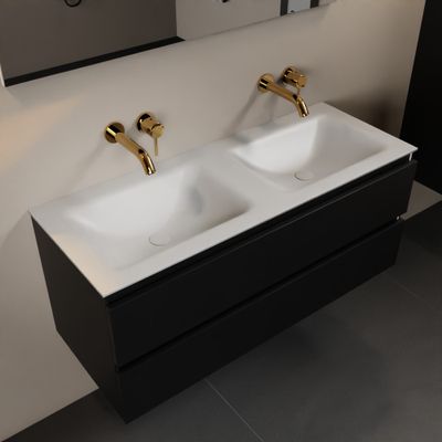 Mondiaz Aivy 120 cm badmeubelset urban - met wastafel talc zonder kraangaten dubbel
