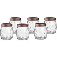 Voorraadpot/bewaarpot Beau - 6x - 1L - glas - koperen deksel - D13 x H13 cm