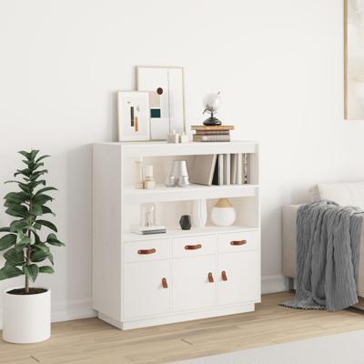 Hoge kast 100x40x108,5 cm massief grenenhout wit