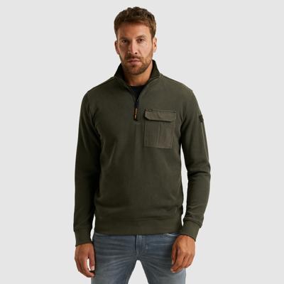Pme Legend Psw2509457 Hakf Zip Collar Knit Look Jersey Trui 8039 Beluga