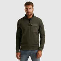 Pme Legend Psw2509457 Hakf Zip Collar Knit Look Jersey Trui 8039 Beluga