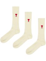 AMI Paris chaussettes à logo brodé - Blanc