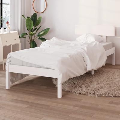 Bedframe massief hout wit 75x190 cm