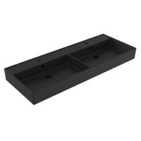 Wastafel Sanilux Edge Keramiek 120 Dubbele Wasbak 2 Kraangaten Mat Zwart Sanilux