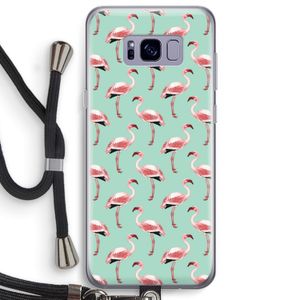 Flamingoprint groen: Samsung Galaxy S8 Plus Transparant Hoesje met koord