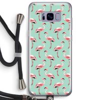 Flamingoprint groen: Samsung Galaxy S8 Plus Transparant Hoesje met koord