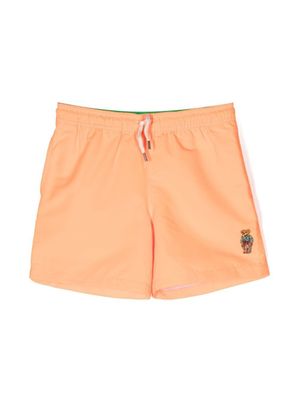 POLO RALPH LAUREN KIDS short de bain à patch logo - Orange