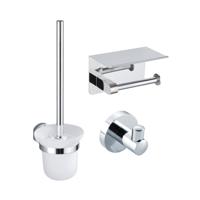 Fortifura Calvi Toiletset- toiletrolhouder- toiletborstel - handoekhaak - chroom SW639922/SW639924/SW1183056 Fortifura Calvi Toiletset- toiletrolhouder- toiletborstel - handoekhaak - chroom SW639922/SW639924/SW1183056