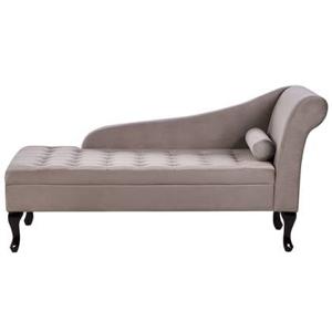 Beliani - PESSAC - Chaise longue - Taupe - Rechterzijde - Fluweel