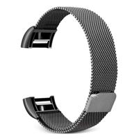 Smart Watch roestvrijstalen polsband horlogeband voor FITBIT charge 2 (zwart)