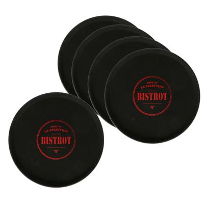 Horeca dienblad/serveerblad Bistrot - 5x - zwart - met antislip - D35 cm - Dienbladen