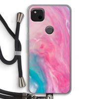 Roze explosie: Pixel 4a Transparant Hoesje met koord