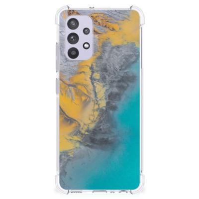 Samsung Galaxy A32 4G | A32 5G Enterprise Editie Anti-Shock Hoesje Marble Blue Gold Samsung Galaxy A32 4G | A32 5G Enterprise Editie Anti-Shock Hoesje Marble Blue Gold