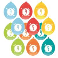 Haza party Ballonnen - 9 jaar - leeftijd verjaardag - 18x stuks - 30 cm - versiering - feestartikele