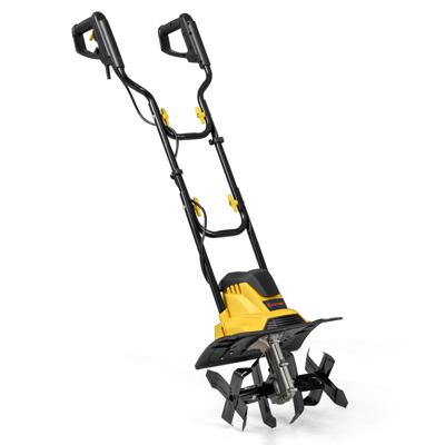 Elektrische Motorhack 1200W Werkbreedte 36 cm Werkdiepte 22 cm 380 t/min Elektrische Grondhakker met Beveiligingsschakelaar & Handgreep 36,5 x 24 x 138 cm Geel