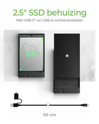 ICY BOX IB-200T-C3 SDD-behuizing Zwart 2.5"