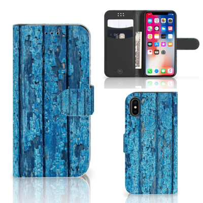 Apple iPhone X | Xs | Book Style Case | Wood Blue