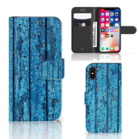 Apple iPhone X | Xs | Book Style Case | Wood Blue