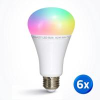 Wifi led lamp RGBWW 12 watt e27 fitting voordeelset van 6