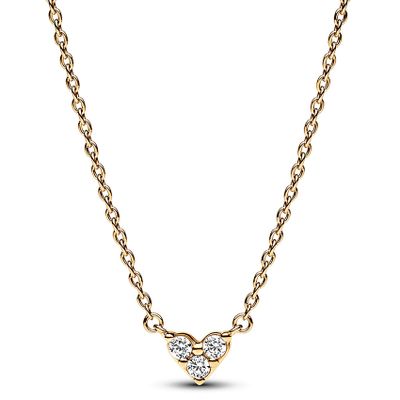 Pandora 363014C01 Ketting Triple Stone Heart zilver-zirconia goudkleurig-wit 45 cm