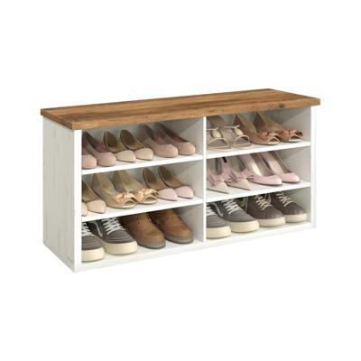 Schoenenbank met opbergruimte, Vintagewit-Honingbruin