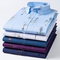 Voor heren Overhemd Button-down overhemd Shirt met kraag Wijn Zwart / Grijs Zwart Wit Lange mouw Schotse ruit Vierkante hals Alle seizoenen Bruiloft Werk Kleding Lightinthebox - thumbnail