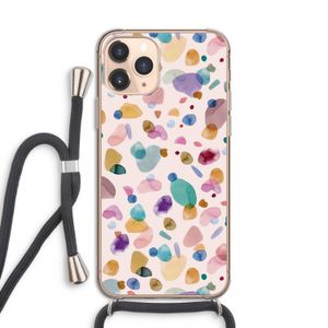Terrazzo Memphis Pink: iPhone 11 Pro Transparant Hoesje met koord
