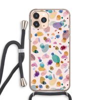 Terrazzo Memphis Pink: iPhone 11 Pro Transparant Hoesje met koord