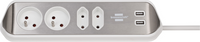 Brennenstuhl BrennenstuhlEstilo Corner Socket Strip With Usb Charging Function 4-Way 2X Earthed Socket & 2X Euro Silver/White *Be* - 1153594420