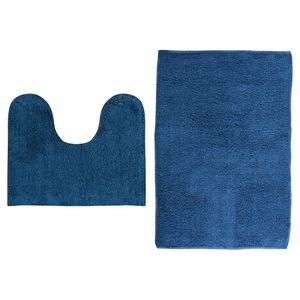 MSV Badkamerkleedje/badmatten set - voor op de vloer - blauw - 45 x 70 cm/45 x 35 cm