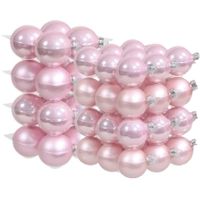 52x stuks roze glazen kerstballen 6 en 8 cm mat/glans - thumbnail