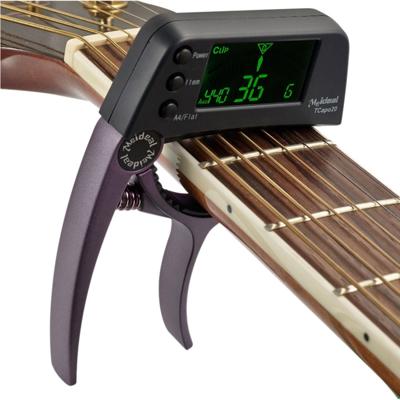 Professionele gitaar Tuner Clip Loftstyle chromatische Clip-on Tuner met roterende LCD scherm Light Display één gitaar Capo(Coffee)