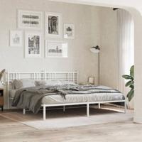 Bedframe met hoofdbord metaal wit 193x203 cm