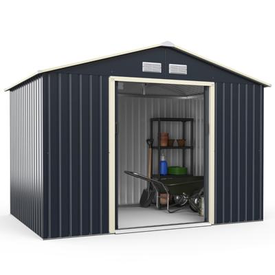 Buiten Metalen Berging Stalen Berging Voor Tuingereedschap Multifunctionele Opbergruimte 277 x 191 x 202 cm Grijs