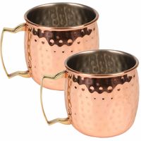 Moscow Mule glas/beker - 2x - RVS metaal - koperkleurig - 500 ml - luxe cocktailglazen