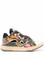 Lanvin baskets Curb à effet peau de serpent - Blanc