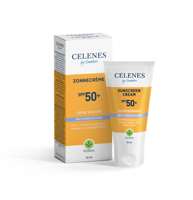 Celenes by Sweden Herbal Zonnecrème SPF50+ Dry & Sensitive Skin 50ml Celenes by Sweden Herbal Zonnecrème SPF50+ Dry & Sensitive Skin 50ml