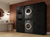Kast WASHING 2 machines boven elkaar deluxe LARGE zwart
