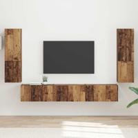 Tv-meubelset Wandgemonteerd 4 pcs Oudhout Bewerkt hout