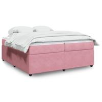 Boxspring met matras fluweel roze 200x200 cm