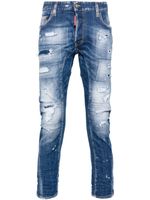 DSQUARED2 jean slim Tidy Bike à effet usé - Bleu - thumbnail