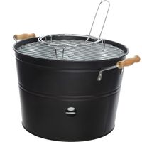 Grote mat zwarte barbecue/bbq emmer 33 x 24 cm rond   - - thumbnail