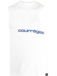 Courrèges débardeur asymétrique à logo imprimé - Blanc