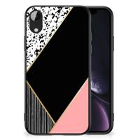 Apple iPhone XR Backcover Zwart Roze Vormen